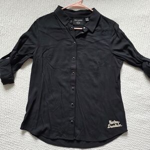 Harley-Davidson Black Casual Button Down Shirt